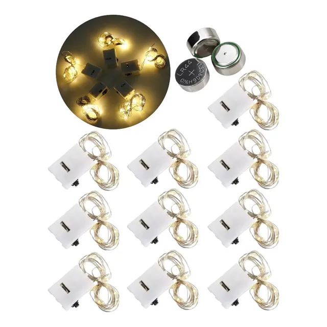 Alambre Led 1 Mts 10 Luz Efectos Fija Con Pila Pack X10 Deco