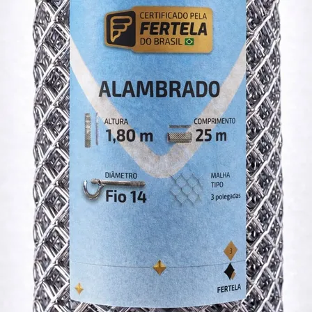 Tela Alambrado 1,80 Altura X 25 Metros Fio 14 Malha 7 Cm  Prateado