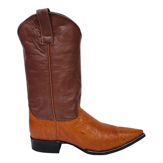Botas Vaqueras Panza De Avestruz Color Coñac #32
