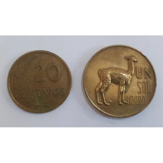 2 Moedas Peru - 20 Centavos (1956) / Un Sol De Oro (1967)