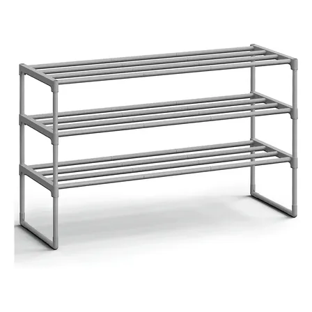 Songmics Sapateira Organizadora de Metal Cinza para 20 Pares, 30x92x55 cm, Estante com 4 Prateleiras para Hall de Entrada, Quarto ou Armário