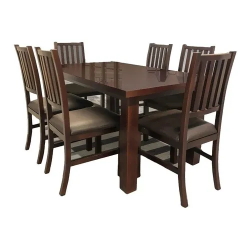 Antecomedor Bunbury 6 Sillas Nogal Këssa Muebles Diseño De La Tela De Las Sillas Liso