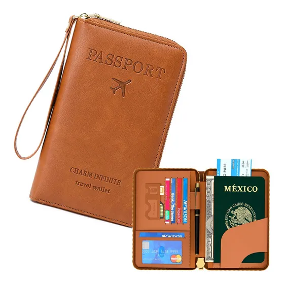Porta Pasaporte Documentos Funda Protectora Viaje Con Rfid