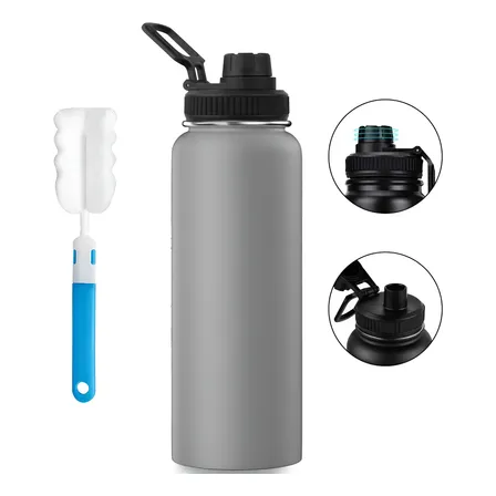 Garrafa Térmica Grande 1200ml Isolada A Vácuo Água Gelada Esporte E Café Cinza Sólar