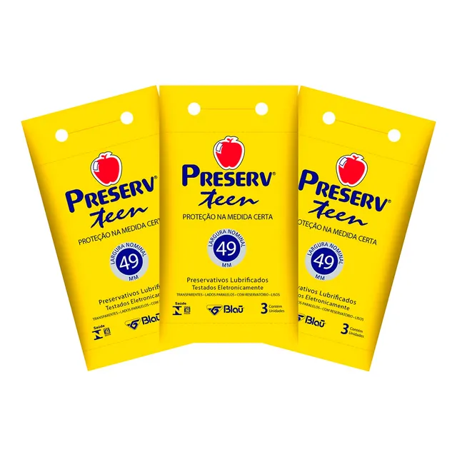 Kit Com 3 Preservativos Preserv Teen 3 Unidades