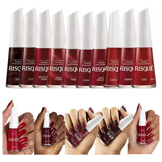 Risque Vermelhos Tratamento Para Unhas - 10 Cores Esmalte Risque Vermelhos Tratamento Para Unhas - 10 Cores Esmalte