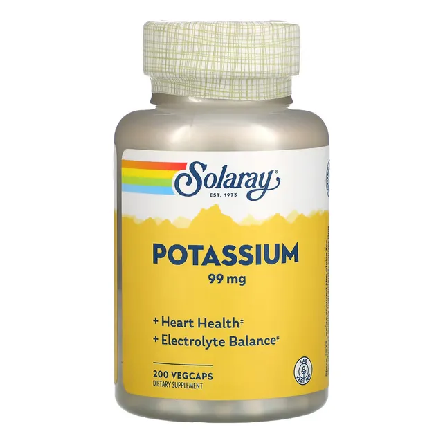 Solaray, Potasio, 99 Mg, 200 Cápsulas Sabor Sin Sabor
