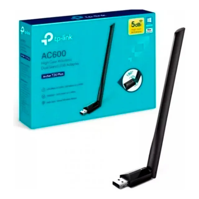Adaptador Usb Wireless Ac600 Wifi Tp-link Archer T2u+ D Band