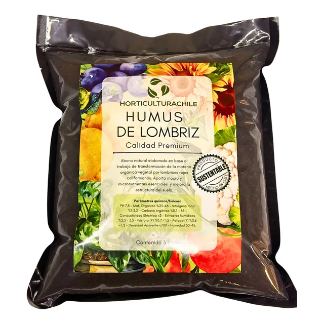 Humus De Lombriz Premium 3 Lts - Abono Orgánico Para Plantas