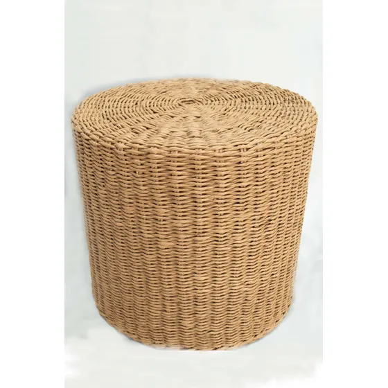 Puff Cilindro Fibras Naturales Tejido Trenzado 40 Cm 