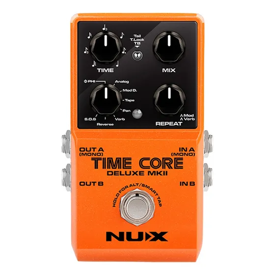 Pedal de atraso Nux Time Core Deluxe Mkii para guitarra laranja