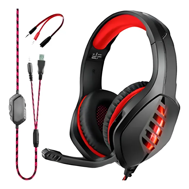 Auricular Gamer West Micrófono Ps4 Pc Xbox Adaptador Luz Led