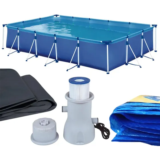 Piscina Retangular Estrutural Capa Forro Filtro 10000 Litros