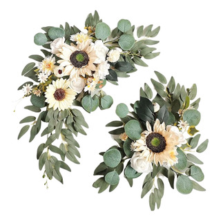 Arco De Flores Para Boda Set De 2, Flor Artificial Swag Arco De Flores Para Boda Set De 2, Flor Artificial Swag