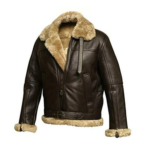 Chaqueta De Cuero De Oveja Aviador Raf Bomber En Shearling -