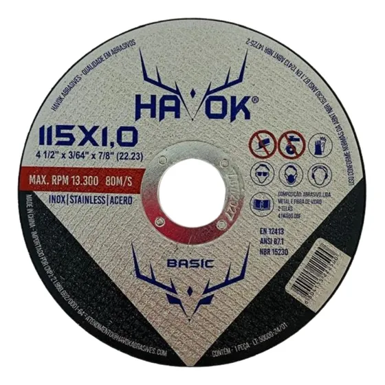 Kit 100 Discos De Corte Para Ferro E Aço 4.1/2 115x1.0 22mm