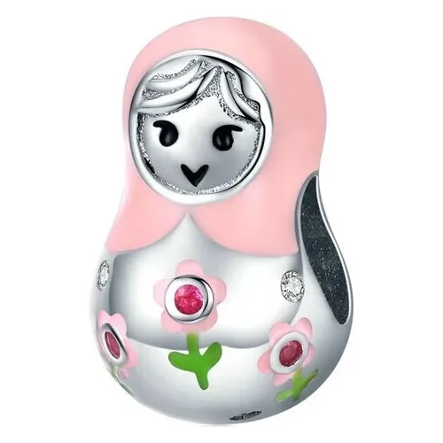 Dije Charm En Plata Diseño Muñeca Rusa Para Pulseras 