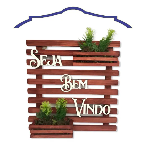 Placa Seja Bem Vindo Decoração Casa (flor Variada) Madeira