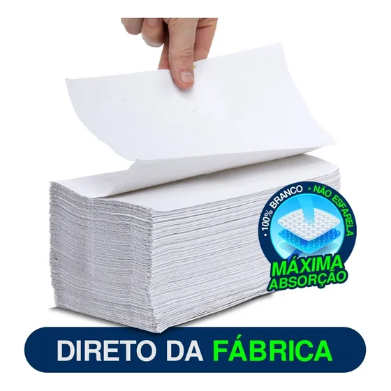 Kit 4000 Papel Toalha Interfolha Branco Puro Para Secar Mãos