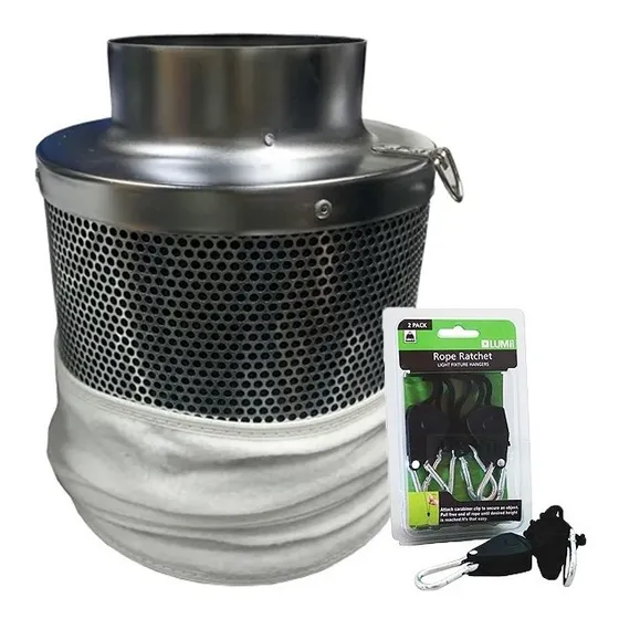 Filtro Carbon Activo Cultivo Indoor 4 X 200mm Incluye Poleas