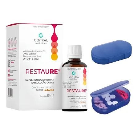 Restaure® 15ml Central Nutrition + Porta Cápsulas Laranja