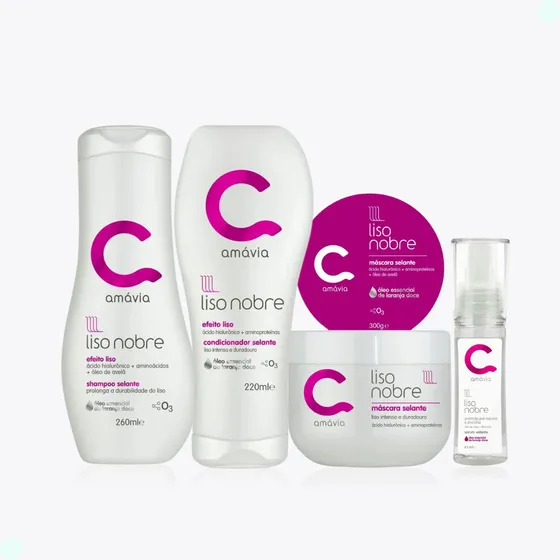 Amávia Kit Liso Nobre - Efeito Anti-frizz E Proteção Térmica
