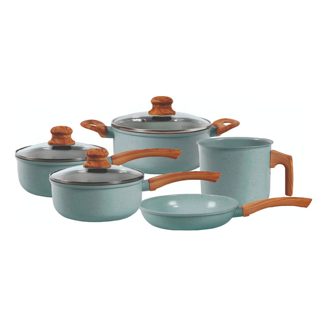Jogo De Panelas Ceramico Triplo Indução Tuut Ecoglid 5 Peças Cor Marble