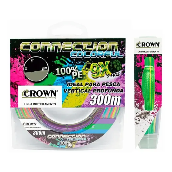 Linha Multifilamento Crown Connection 9x Color 0,31mm - 300m Cor Colorfull 0.31 mm / 60 Lbs Formato de venda Unidade