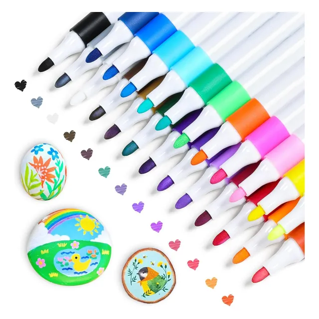 24 Plumones Punta Pincel Brush Pintura Acrílica Tipo Posca
