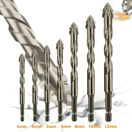 Kit 7 Brocas Excentrica Serrilhada Ponta Cruzada Tungstenio 3mm/4mm/5mm/6mm/8mm/10mm/12mm+nf