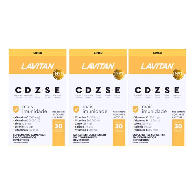 Kit 3 Cxs Lavitan Cdzse 30cps - Cimed (90cps) +imunidade