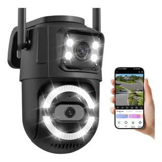 Cámara De Seguridad Wifi 2.4G/5G Exterior Con 8MP Doble Lente ,Visión Nocturna en Color,Detección de Humanas,Seguimiento automático