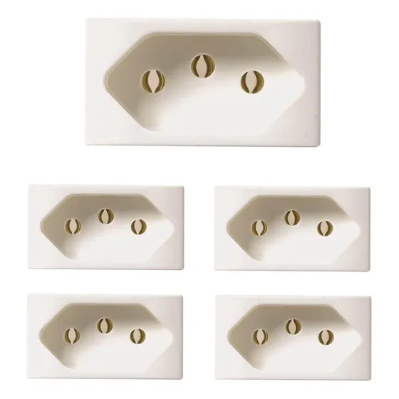 Kit 5 Módulos Tomada Pezzi 2p+t 20a 250v Branco Linha 50.000