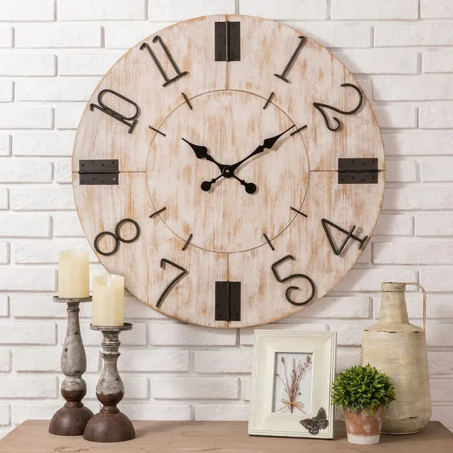 Glitzhome Reloj Pared Decorativo 31.7  Profundidad Reloje
