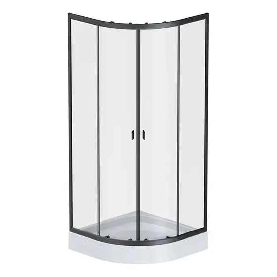 Shower Door Receptaculo 90x90 Curvo Transparente Negro