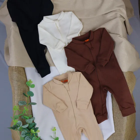 Macacão Minimalista Bebê Menino Menina Zíper Roupa Premium