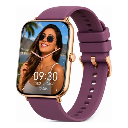 Novo Relógio Smartwatch Feminino Pro Mede Pressão Original Dourado