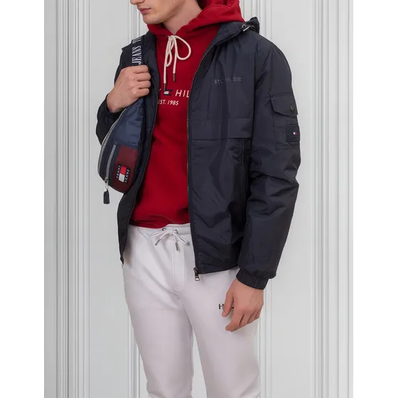 Chaqueta Azul Cortavientos Estándar Para Hombre Tommy Hilfiger