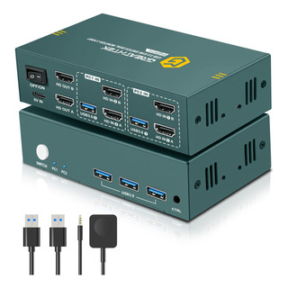 Conmutador Kvm Evatek Hdmi 2 Monitores 2 Ordenadores 4k @60h Conmutador Kvm Evatek Hdmi 2 Monitores 2 Ordenadores 4k @60h