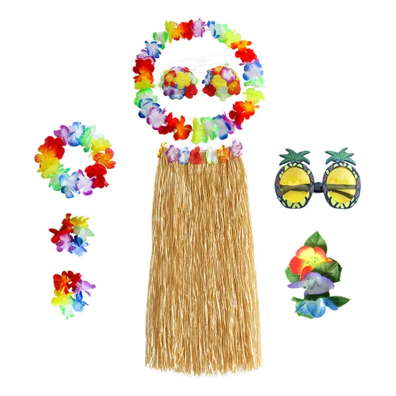 Conjunto De Falda Hawaiana Para Fiesta En La Playa