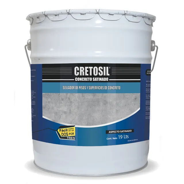 Cretosil Concreto Sellador / Barniz para Pisos y Superficies De Concreto, Estuco y Similares. Apariencia Mojado " Wet-Look " Aspecto Satinado. 19 Lts. 100% Acrílico.