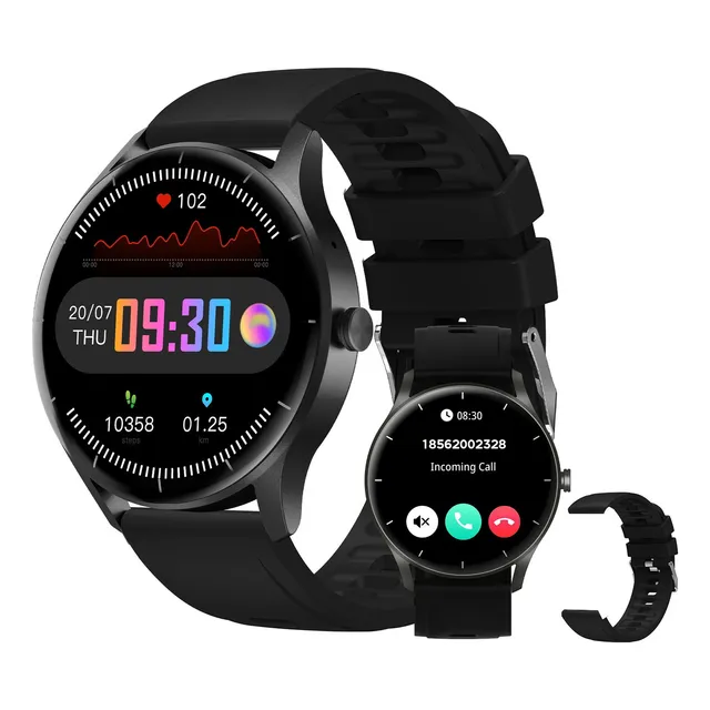 Relógio Masculino Smartwatch Ip68 A Prova Dagua 2 Pulseiras Caixa Preto Pulseira Preto Bisel Preto Desenho Da Pulseira Mesh