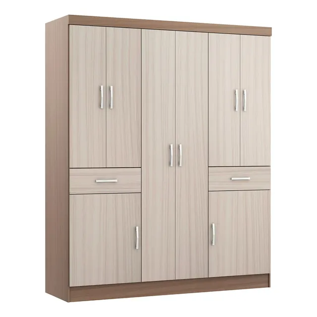 Ropero Beige/cafe 8 Puertas 2 Cajones 181 Cm Mdp