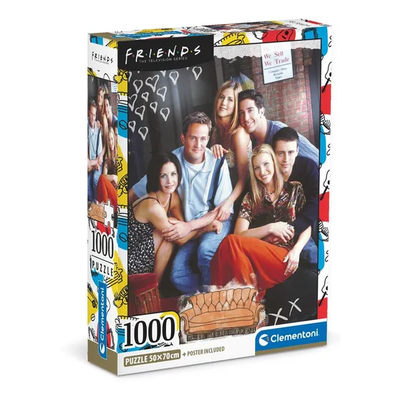 Rompecabezas Friends 1000 Pz Clementoni Italia Amigos New York Monica Rachel Phoebe Chandler Ross Joey