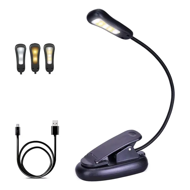 Lámpara 5 Led Pinza Clip Cuello De Ganso Pilas Luz Libro 
