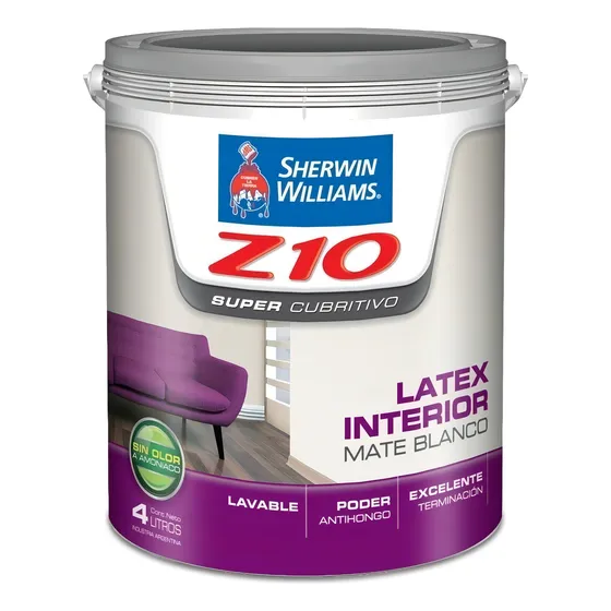 Latex Z10 Interior Mate Supercubritivo Blanco 4 Lts