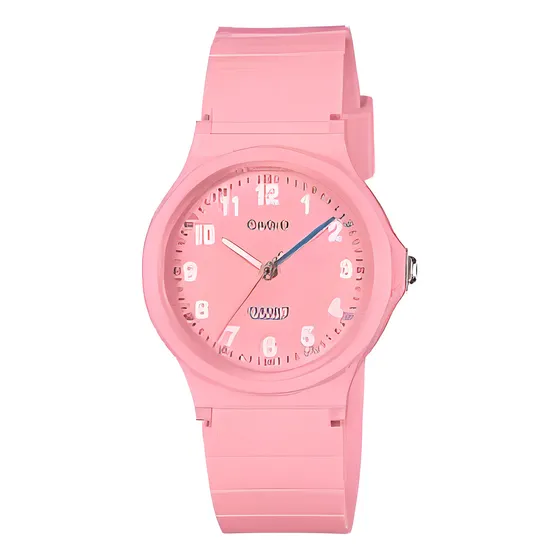 Reloj Casio Timeless Collection LQ-24b-4bdf con correa rosa y bisel rosa, fondo rosa