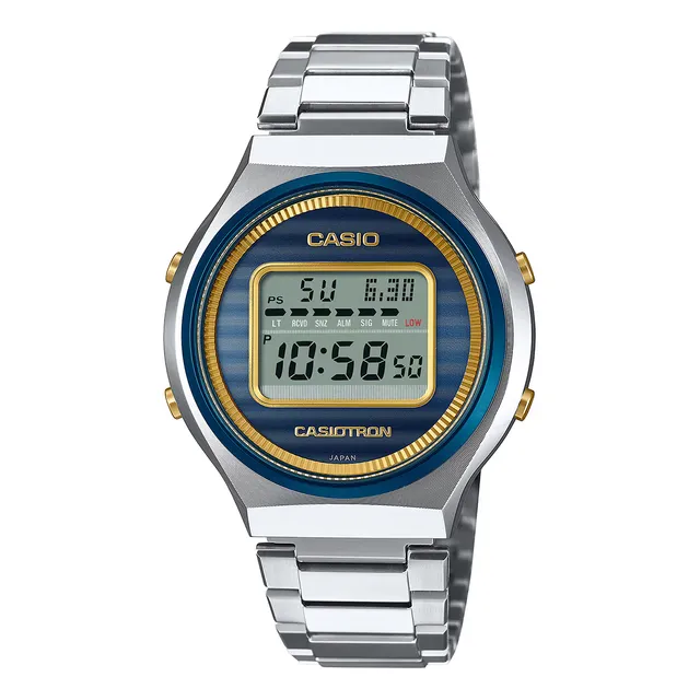 Reloj Hombre Casio Trn-50ss-2adr Casiotron Correa Plateado Bisel Plateado Fondo Dorado