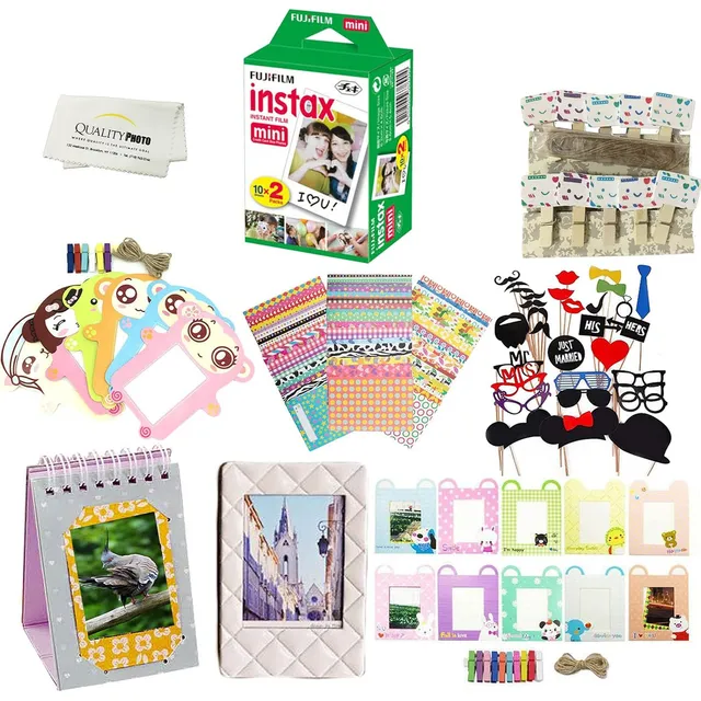 Kit De Accesorios Fujifilm Instax Mini 8, 9, 11 Y 12: Incluye 20 Hojas De Película Instantánea + Más De 60 Piezas