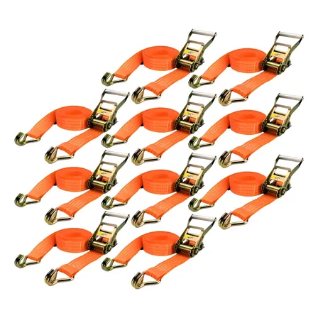 10 Kits Catraca Com Cinta Amarração 3 Toneladas 9 M Gancho J Laranja